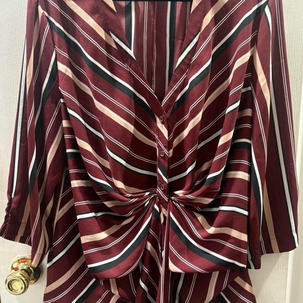 Chic Burgundy Striped Blouse